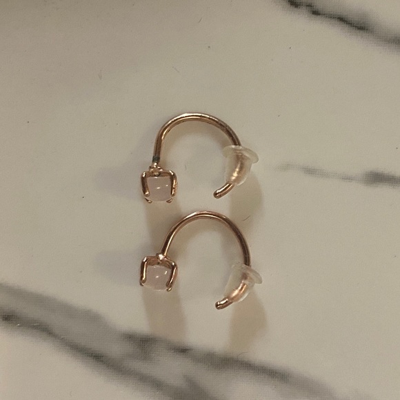 Rose Quartz Ear Huggies Set in Rose Gold. - Picture 3 of 3